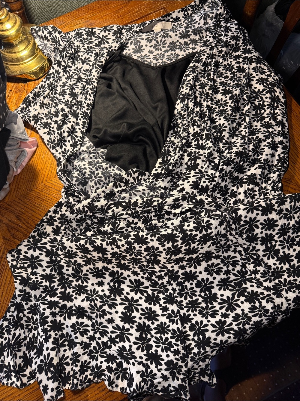 LOFT Black and White Floral Dress